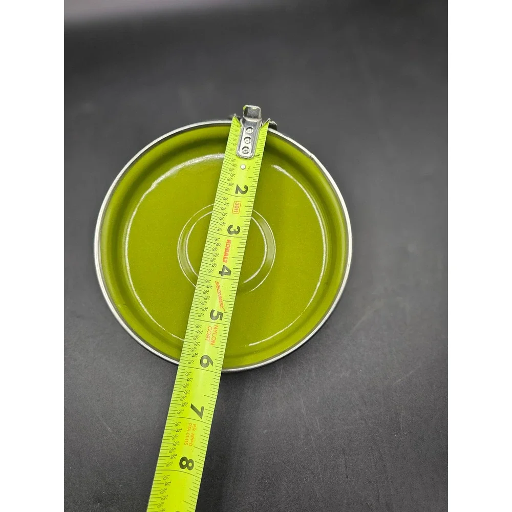 Lime Green Enamel Replacement Lid with Black Knob 6.25 Inch Retro Cookware z1